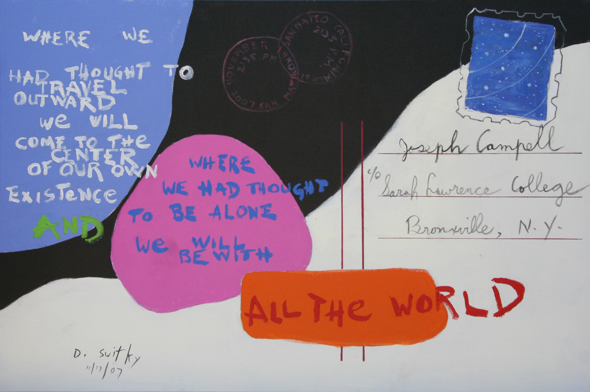 Postcard to Joseph Campbell | Acrylic on canvas | 24x36" | $1750