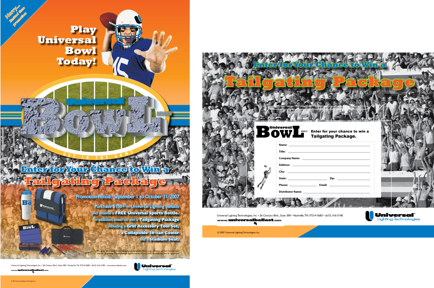 Universal Bowl Marketing Promotion Poster and Entry Box with Digital Illustrations and Graphic Design