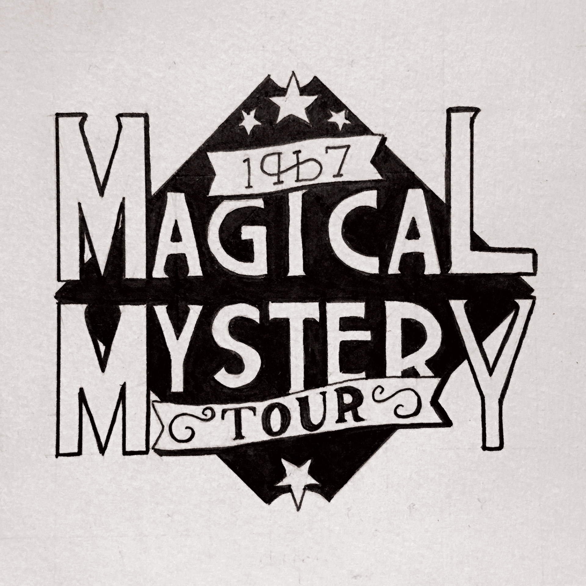 Magical Mystery Tour - 5"x5" - Ink on Paper