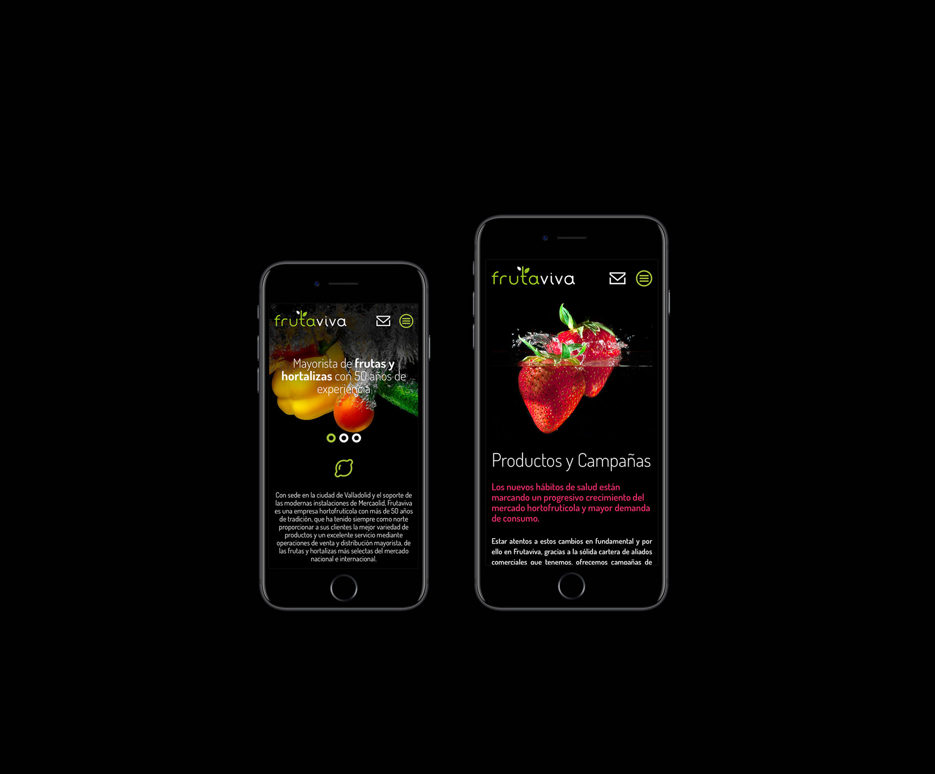 Diseño página web Fruta-viva.com. Ejemplos responsive