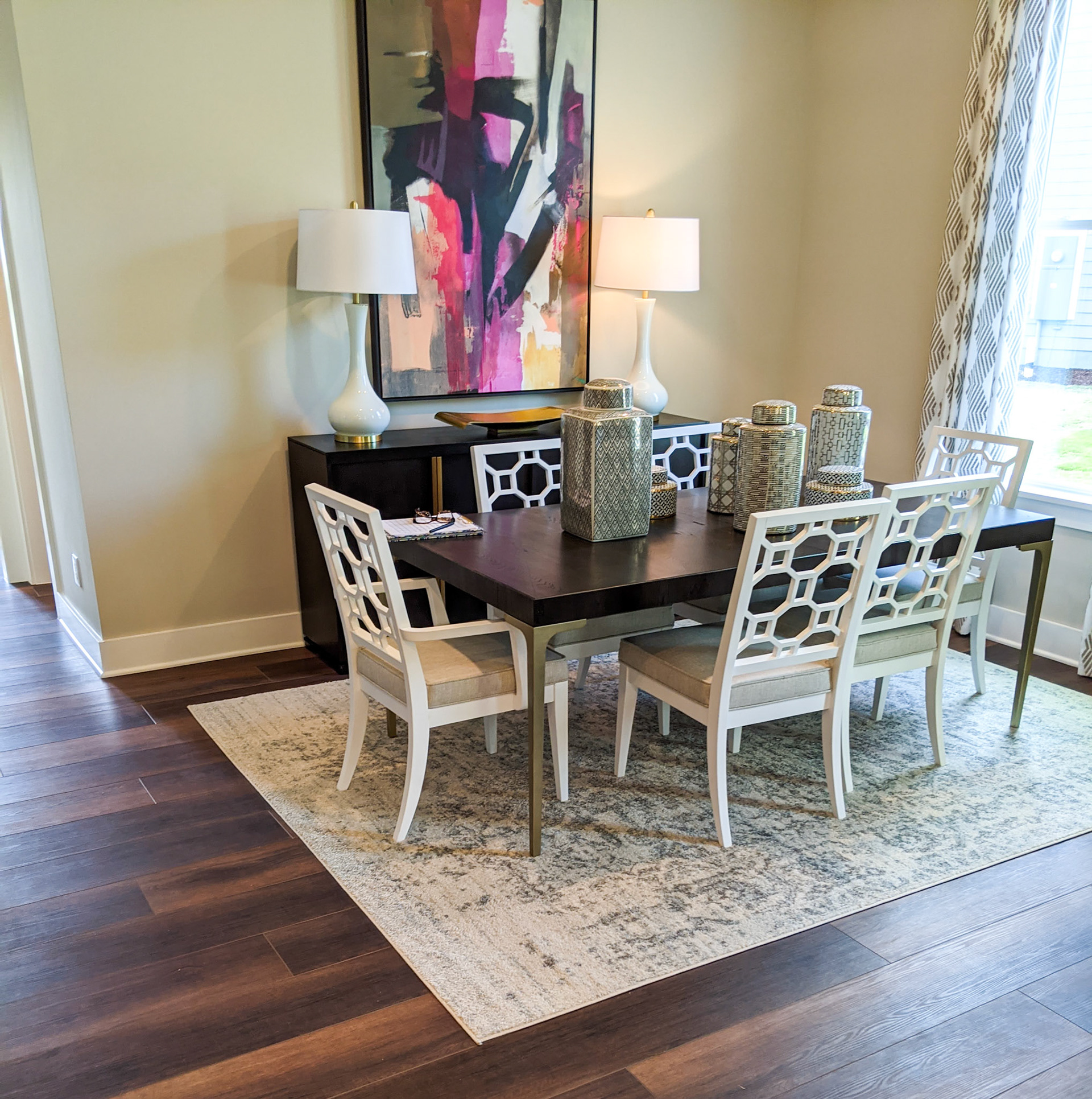 Personal Selections: Flooring & lighting. Other selections made by Model Home Interiors.