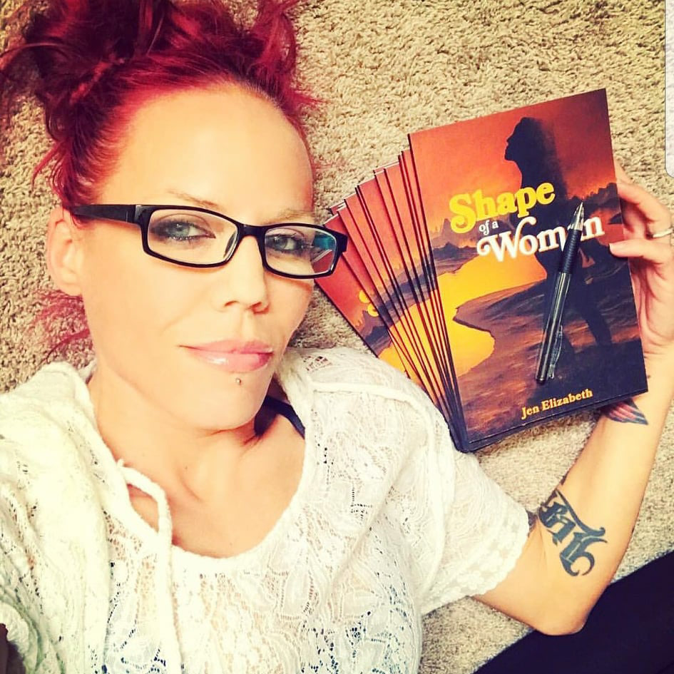 Jen with her book- I designed the cover