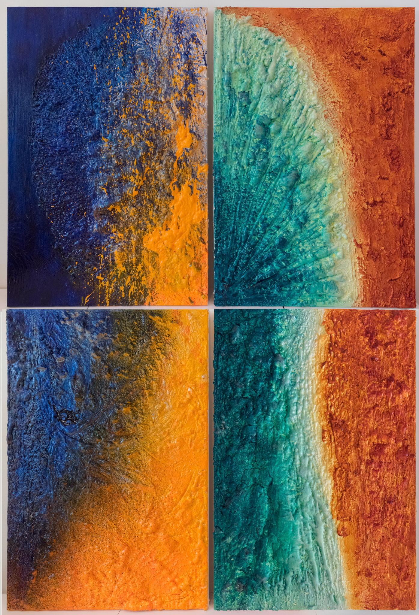 ELKYMY. ‘Streams’. Acrylic and polyurethane on 4 canvases. 36 x 24 inches each (91.5 x 61 cm)