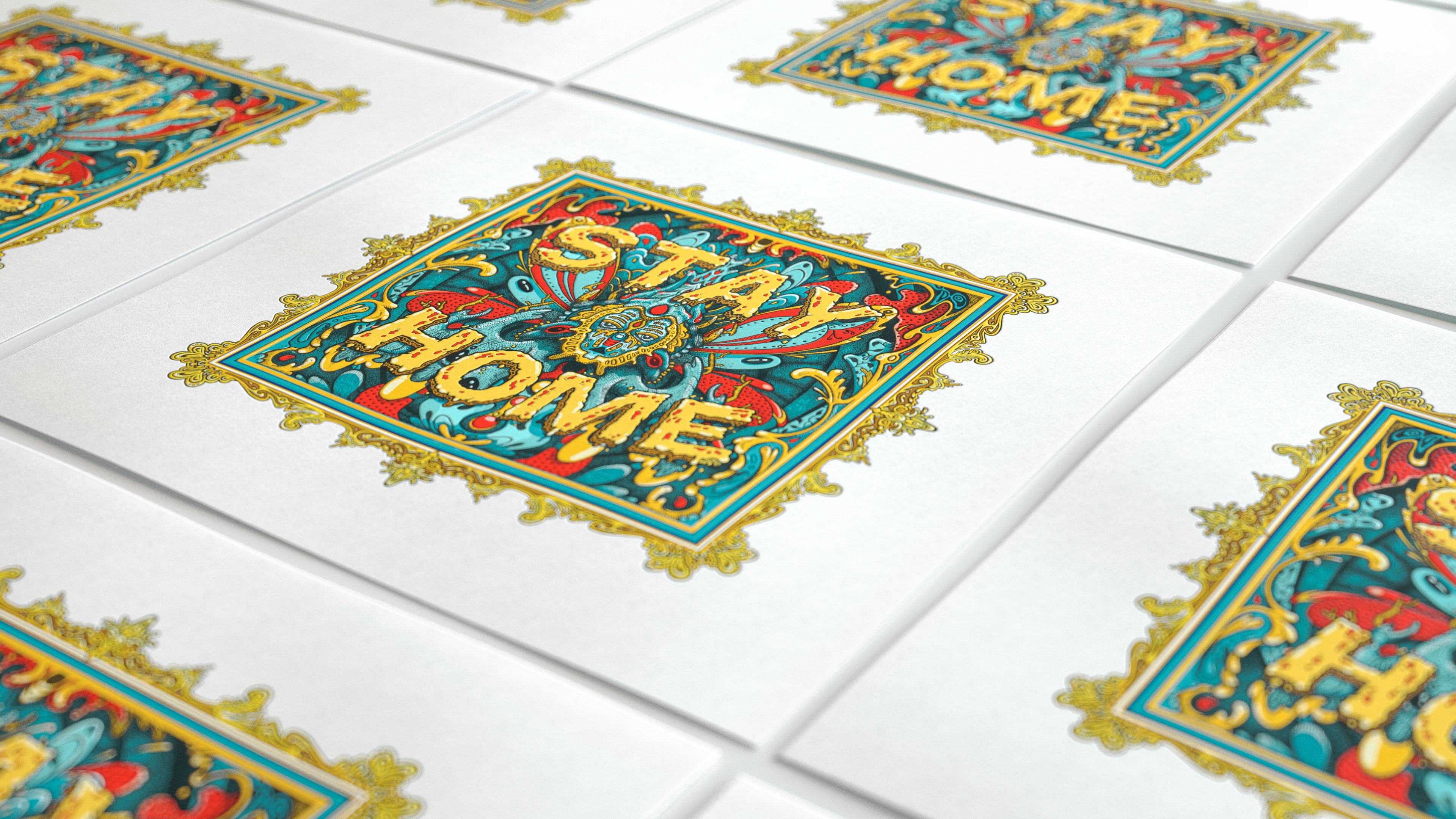 Stay Home Illustration Print Layout by Ben Kamprath
