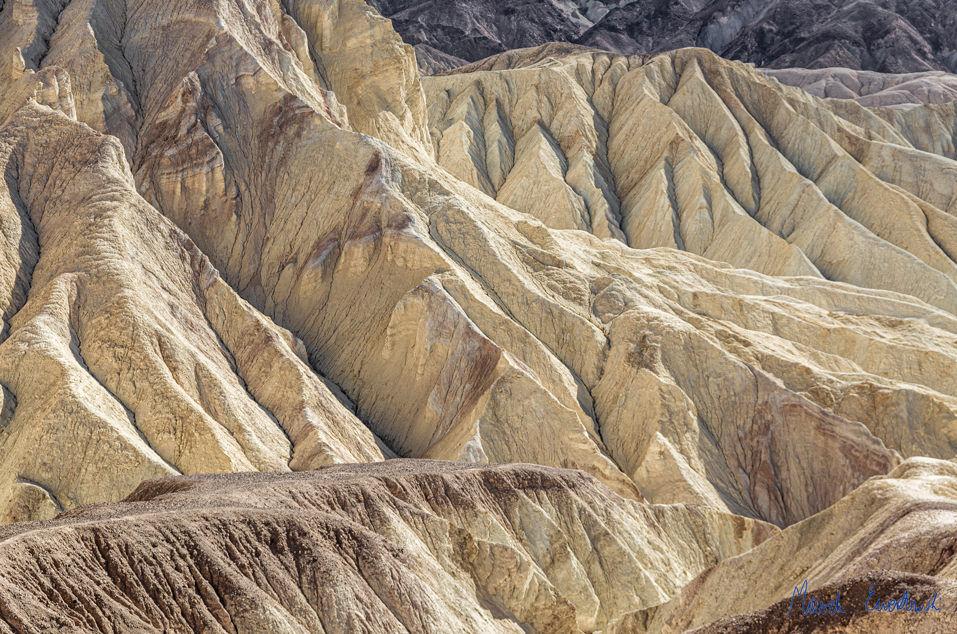 Badlands dissected by ephemeral streams. Death Valley, California