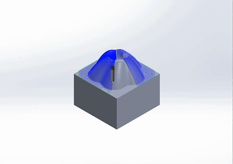 An adaptive cut and a radial cut was used to create the finish.