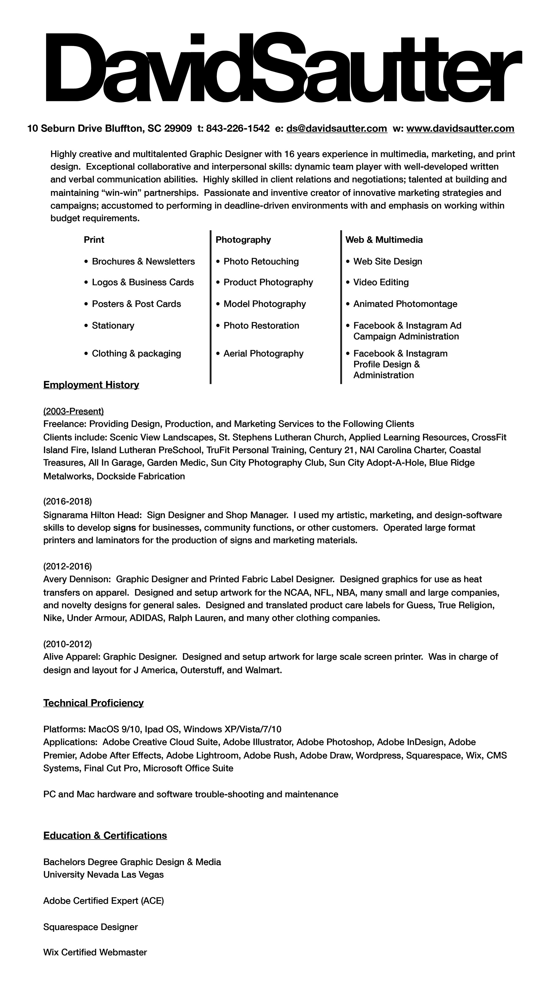 David Sautter Resume