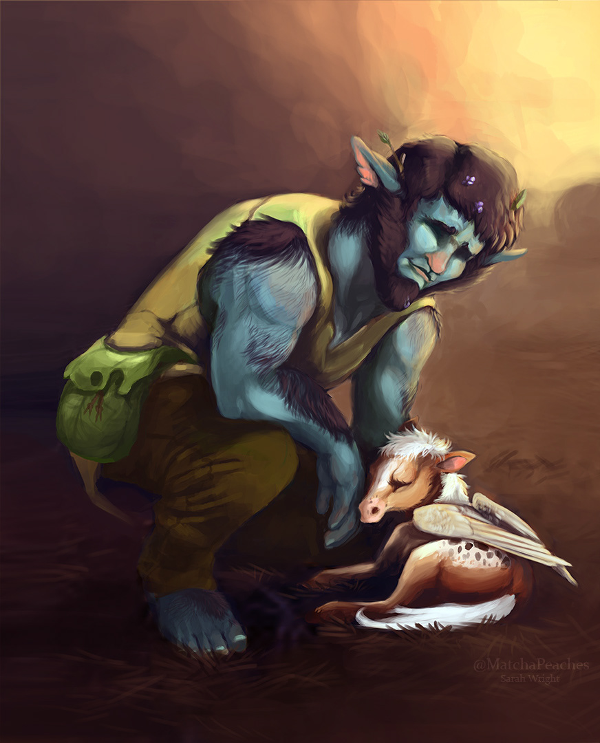 "Firbolg and Pegasus Foal"