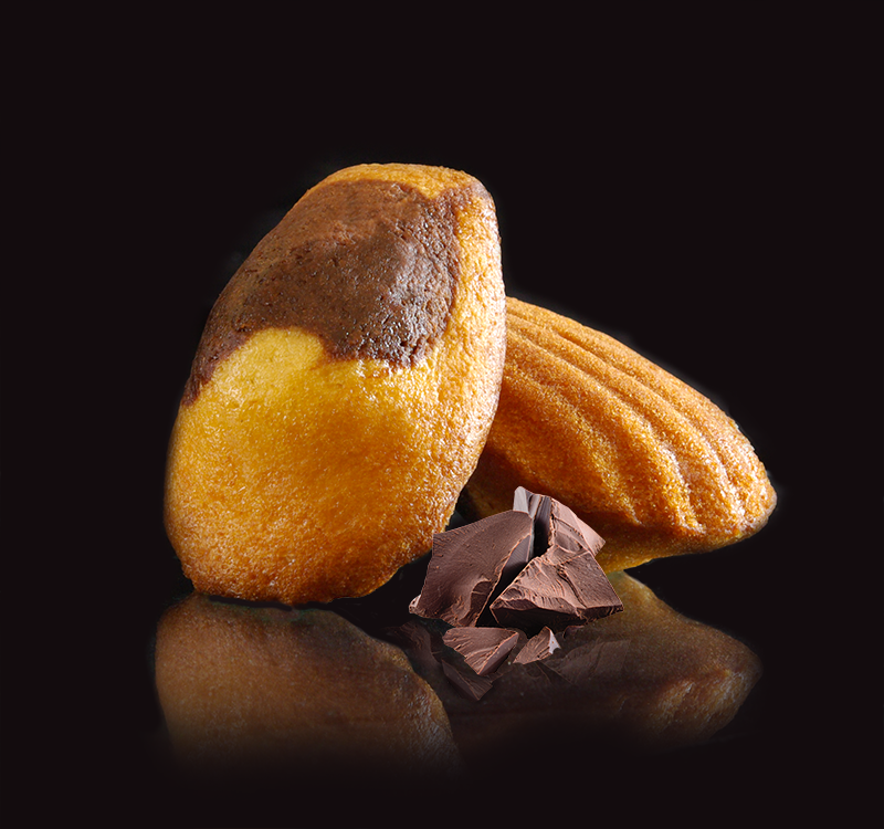 Food photo, madeleine marbrée avec chocolat
