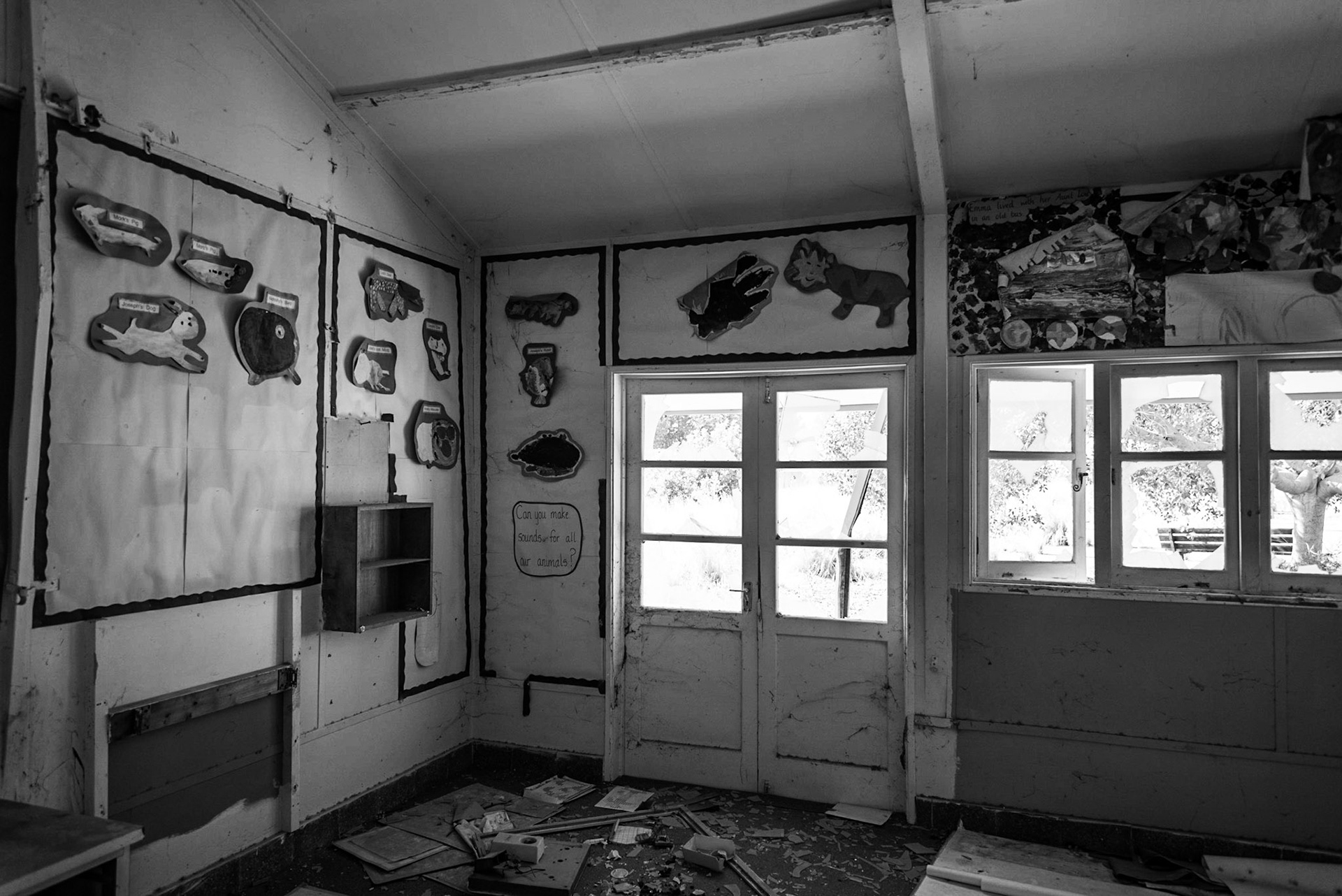 Abandoned classroom at Berengaria Village in Limassol, Cyprus
