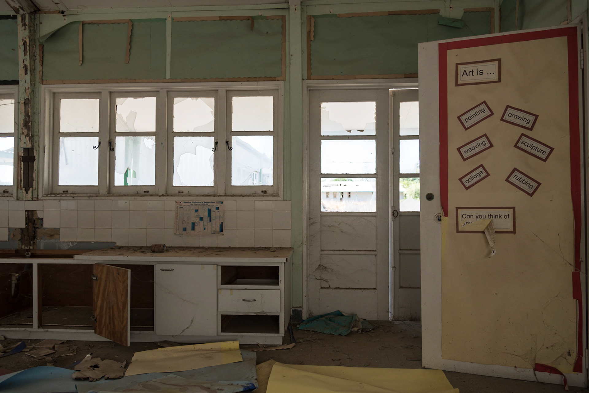 Abandoned classroom at Berengaria Village in Limassol, Cyprus