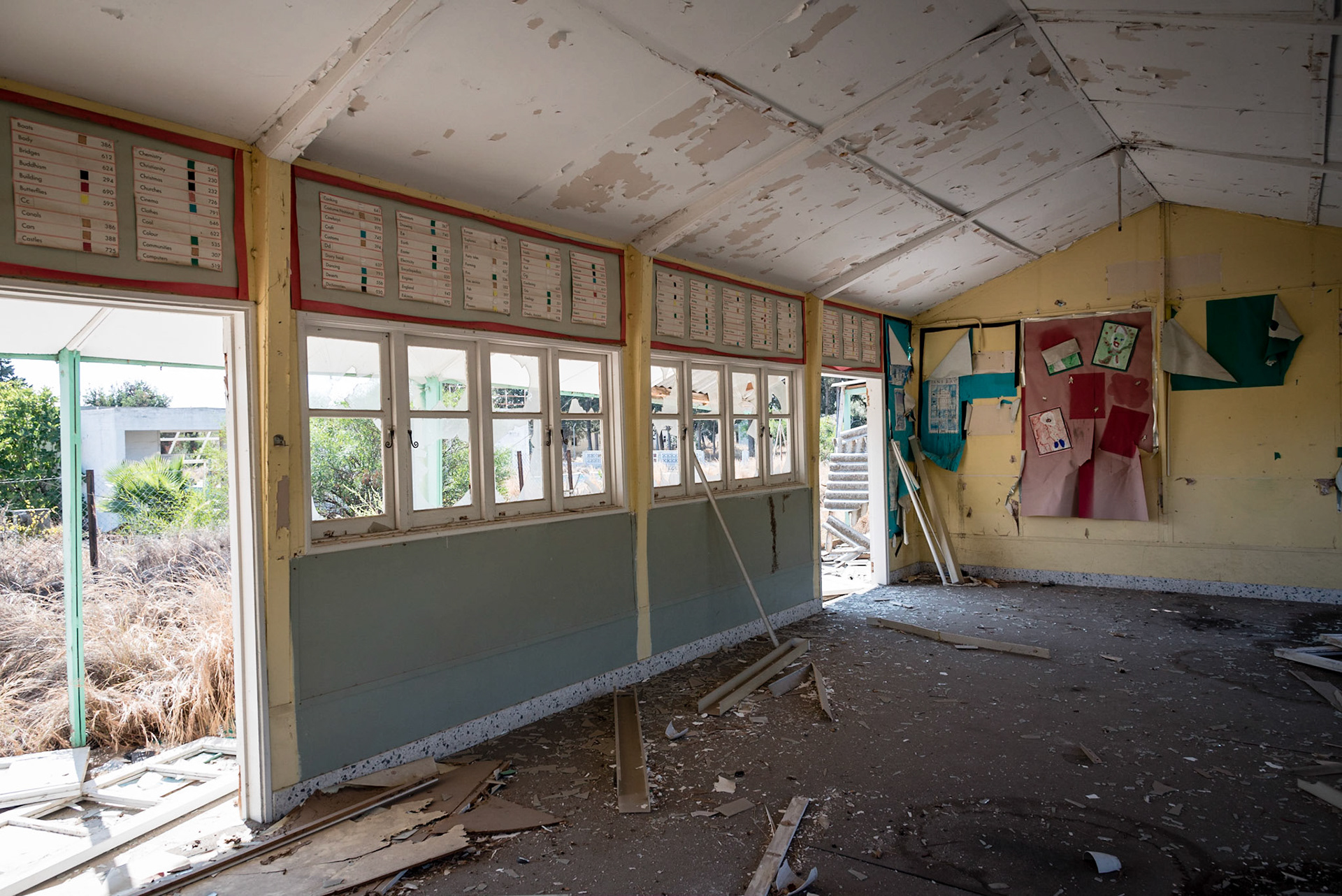 Abandoned classroom at Berengaria Village in Limassol, Cyprus