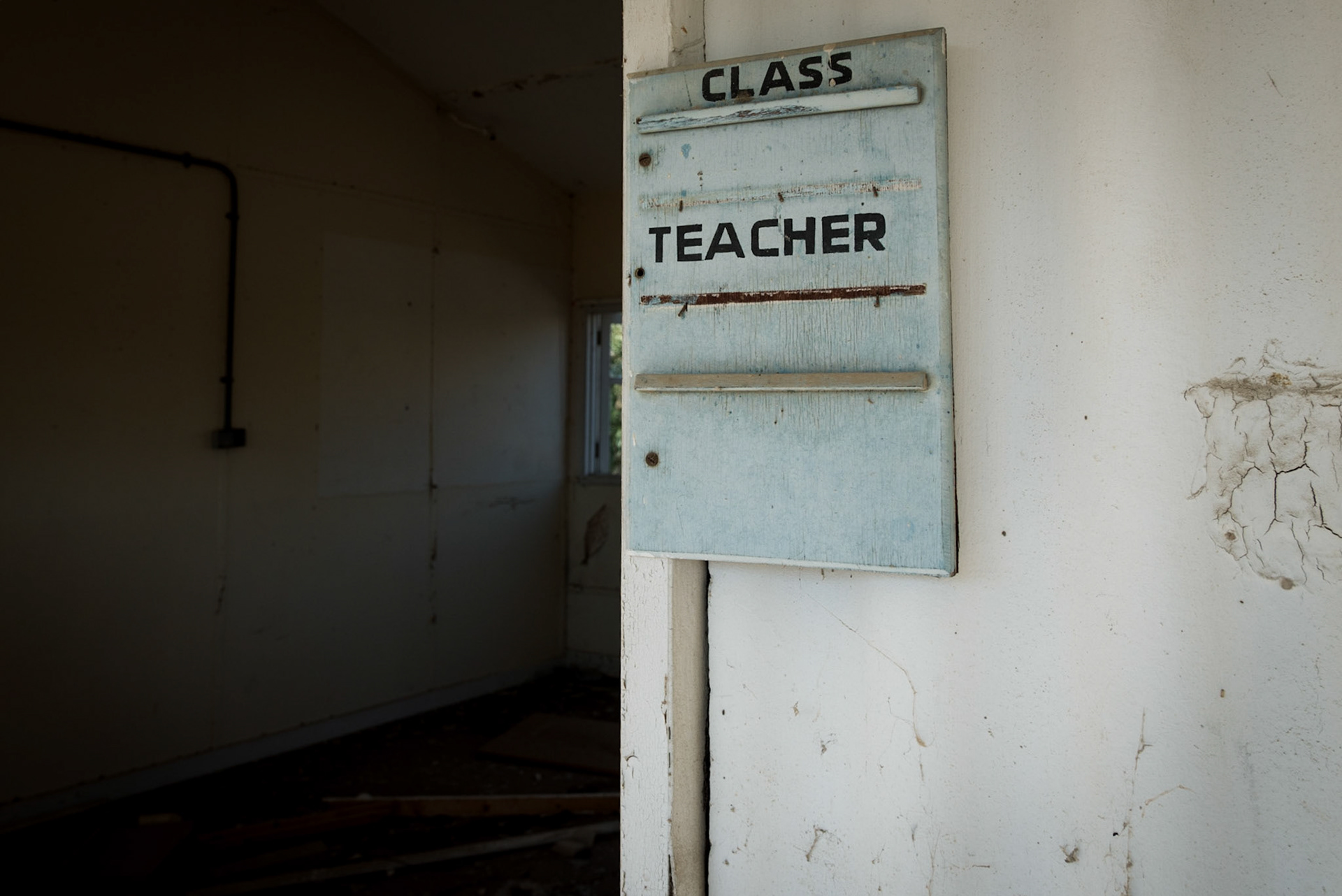 Teacher's class at the abandoned Berengaria Village in Limassol, Cyprus