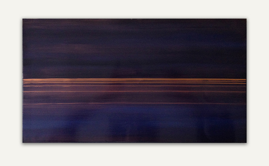 "Insides-outsides", huile sur feuille d'aluminium cuivrée, 22 x 40 cm