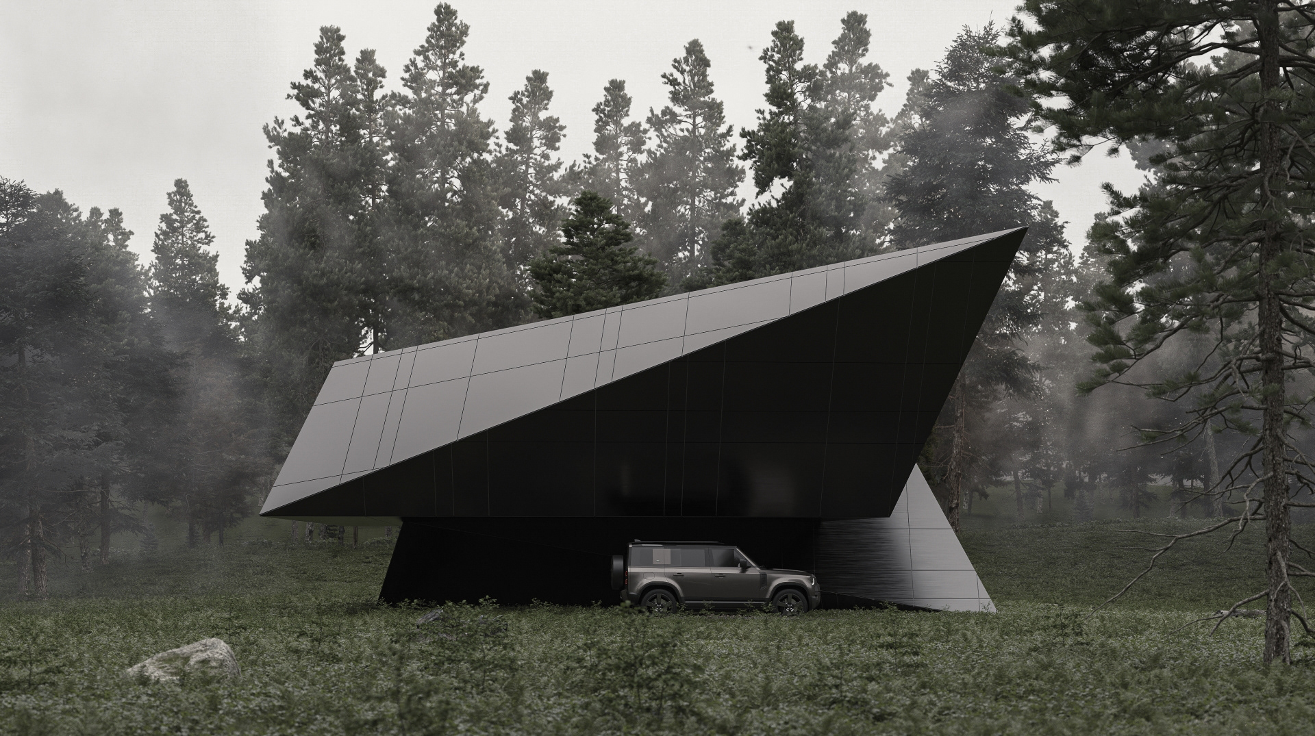blackbird - exterior of dark side of the house metal facade