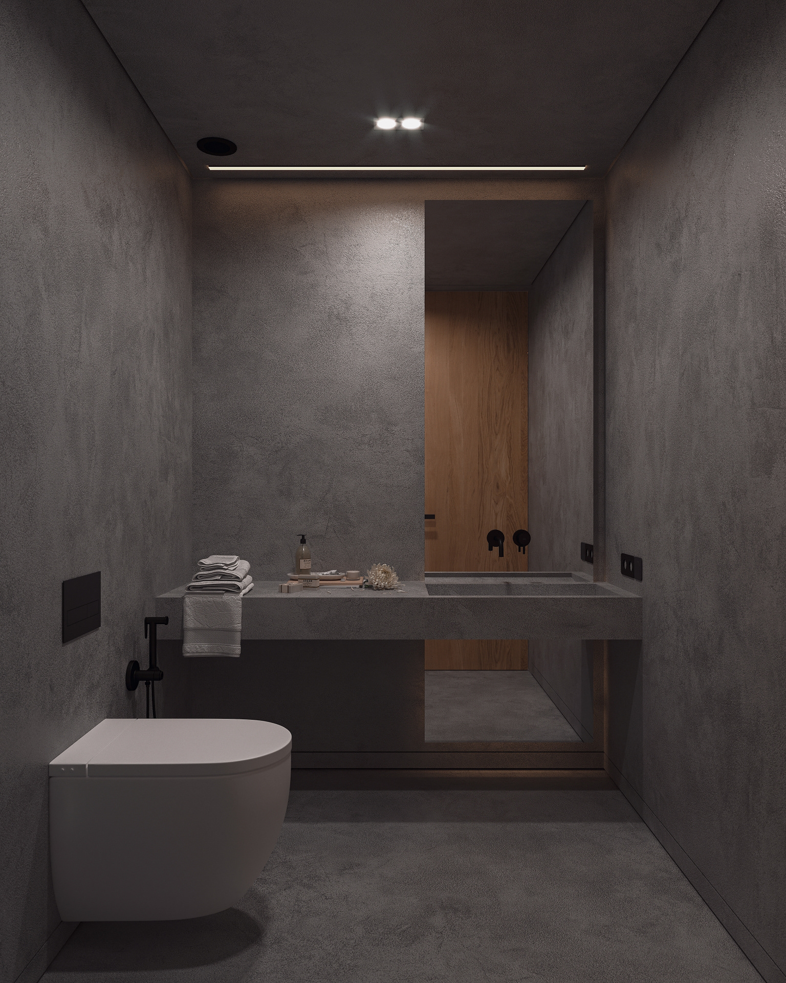 interior nash concrete minimal folding origami wood beton bebitalia graffiti minimalistic living sofa fireplace lighting tv area pot shelves view kitchen island stainless steel armchair master bedroom wardrobe glass tinted bathroom antoniolupi