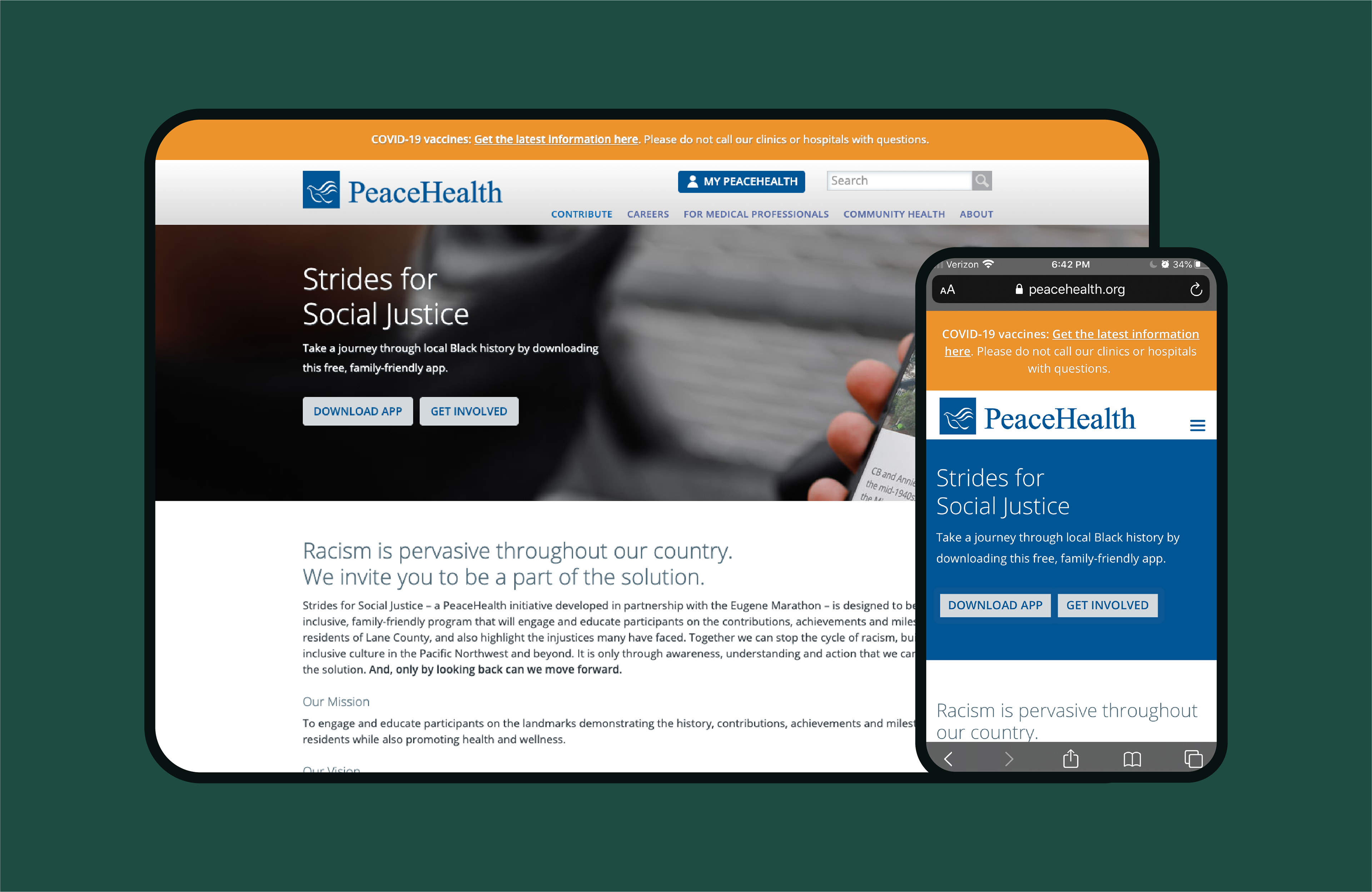 homepage design of the Strides For Social Justice (SFSJ) website