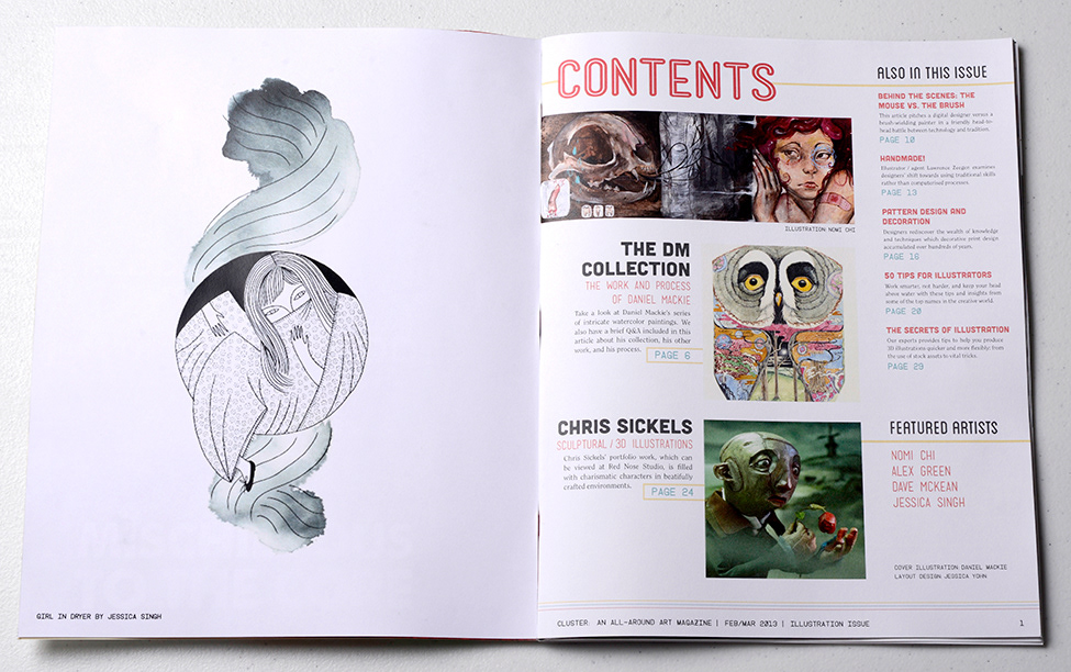 CLUSTER Magazine • Each issue would focus on a different art discipline; this one focuses on contemporary illustration.