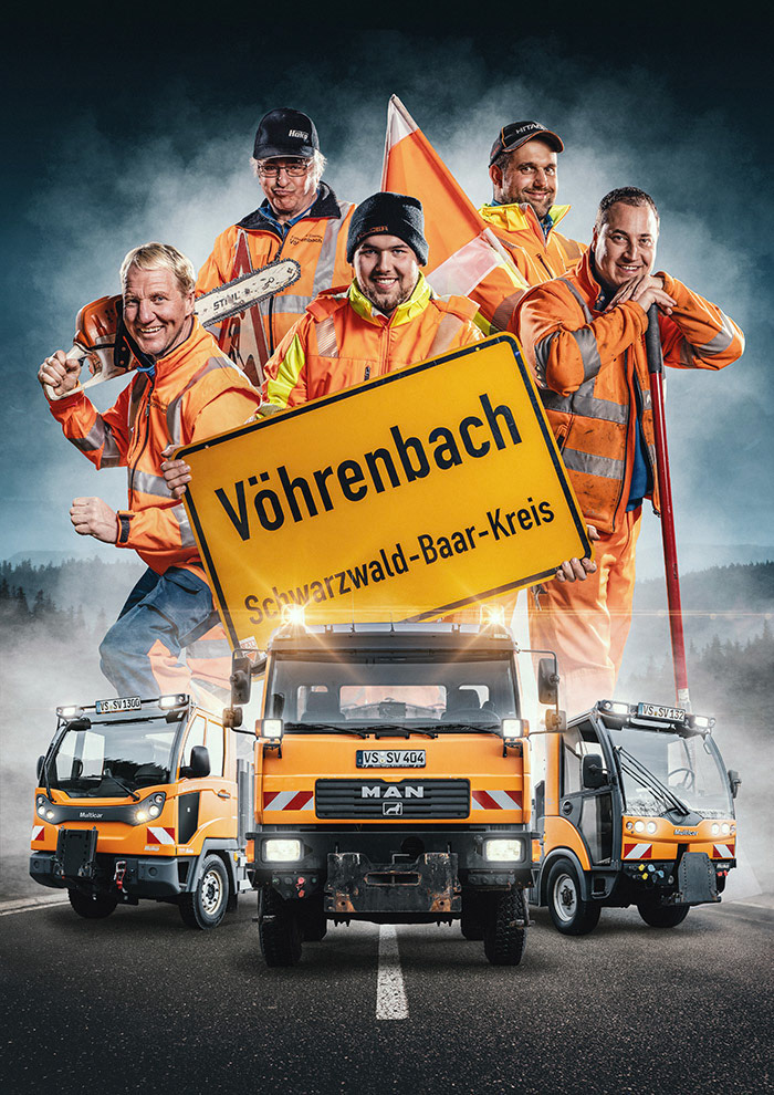 Imposantes Portrait von Bauhof-Mitarbeitern
