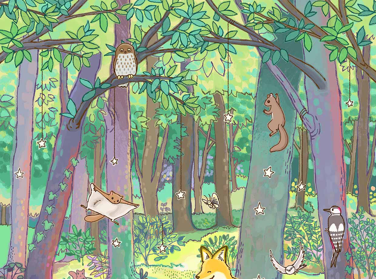 オリジナル作品 「森の中で踊る動物達」部分2(2019年)
