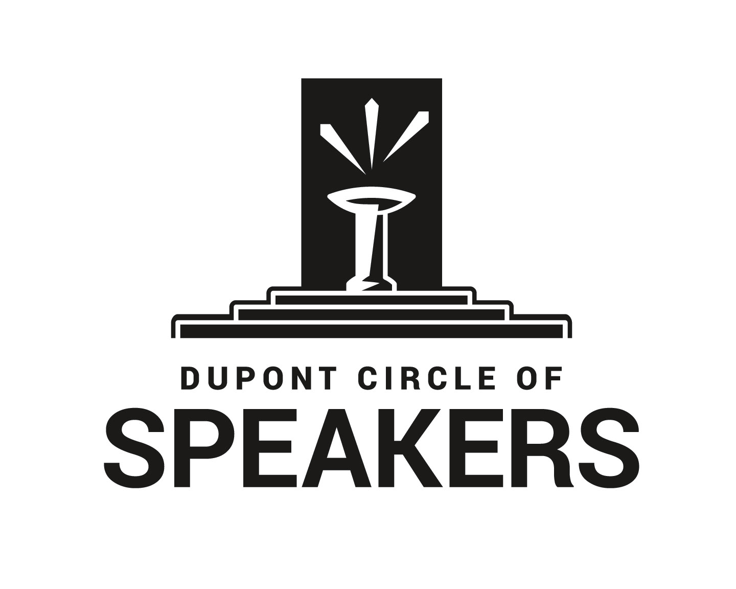 Logo for public speaking club which is an abstract water fountain that is rendered like a podium