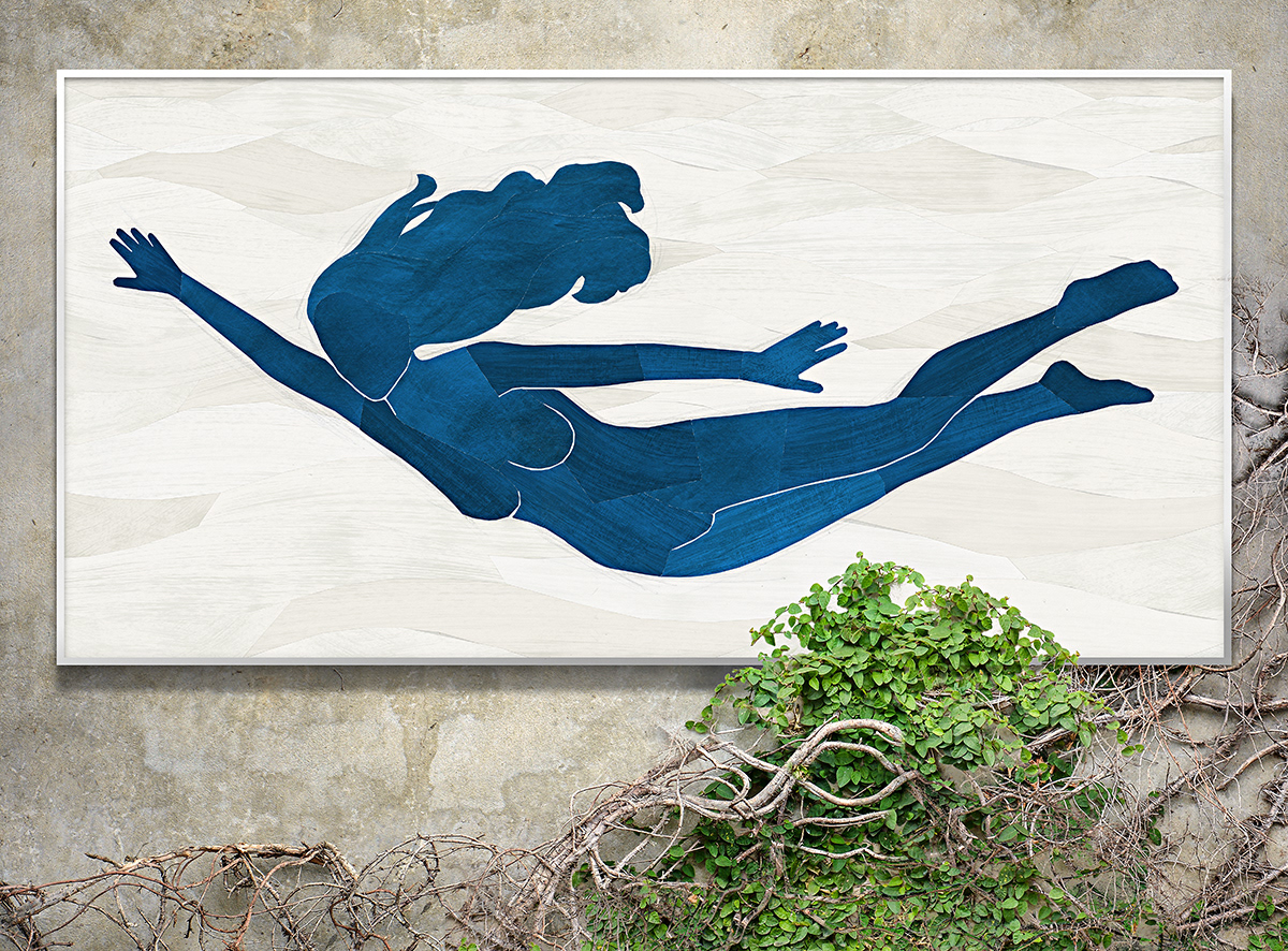 The Swim - I, Gouache and Papercutting by Illustrator: Ben GIlliand