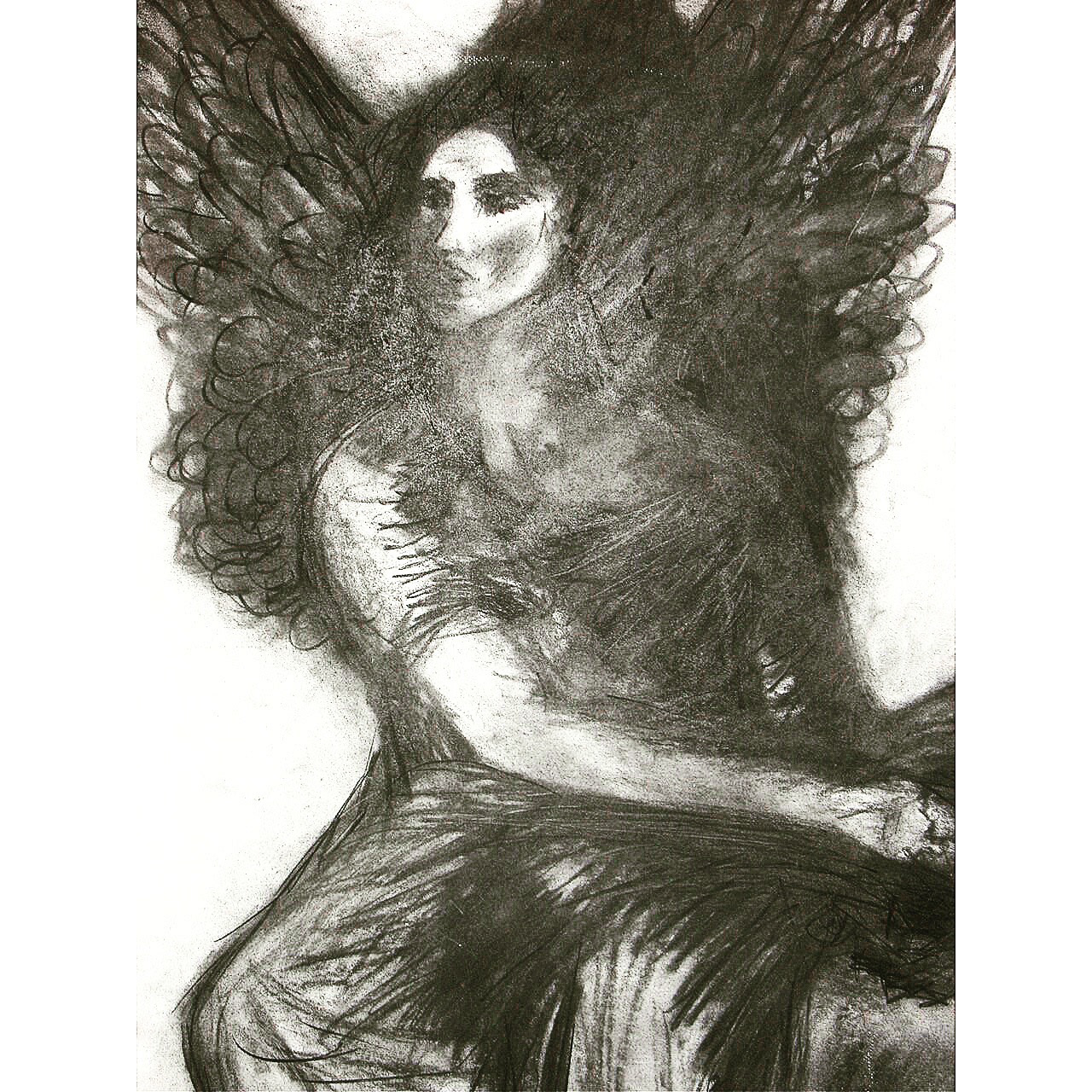 "The Archangel" Acrylic, Ink, Pastel on Paper 22x28" (Sold)