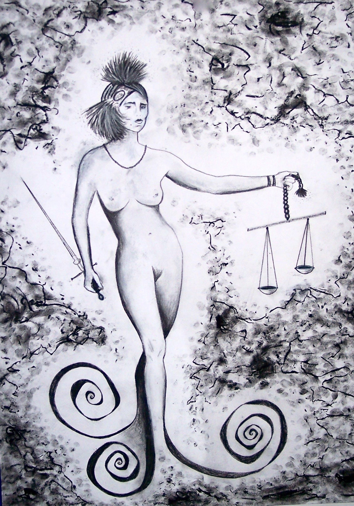 "Lady Justice" Acrylic, Ink, Pastel on Paper 22x28"