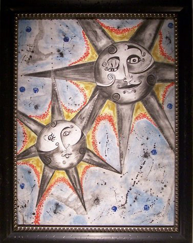 "Sun Spots" Acrylic, Ink, Pastel on Paper 22x28" (Sold)