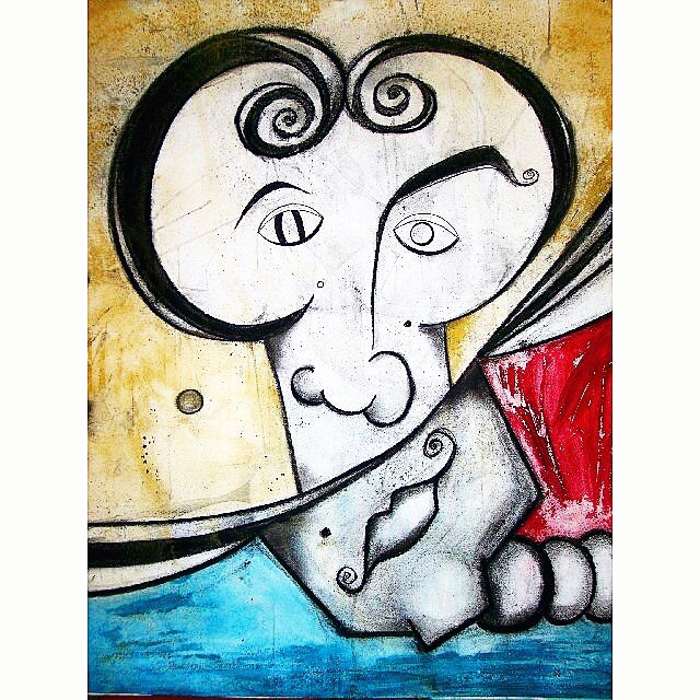 "Vincit Qui Se Vincit (He Conquers Who Conquers Himself)" Acrylic, Ink, Pastel on Paper 22x28"