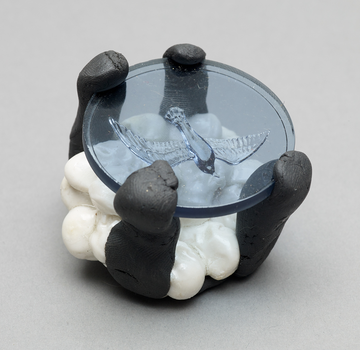 No.6 Item: brooch H 4cm W 4cm D 3.5cm Materials: porcelain, glass, metal, putty Photo credit: Michael Pollard