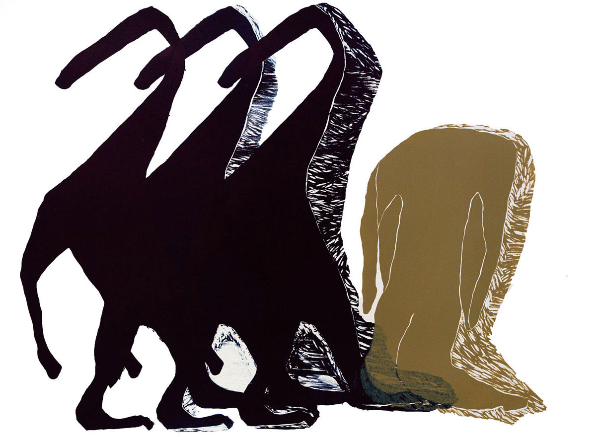 Horses Running, woodcut, 22x30", 2017