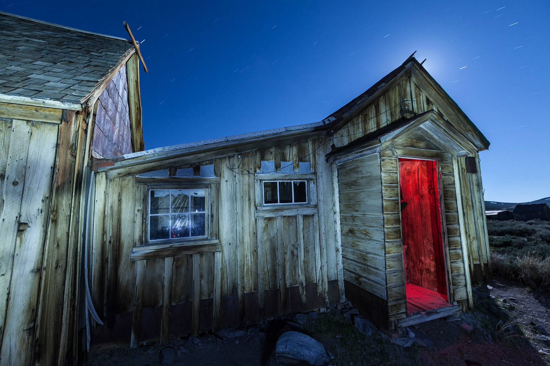 The Dolan House at Bodie Ghost Town at night
