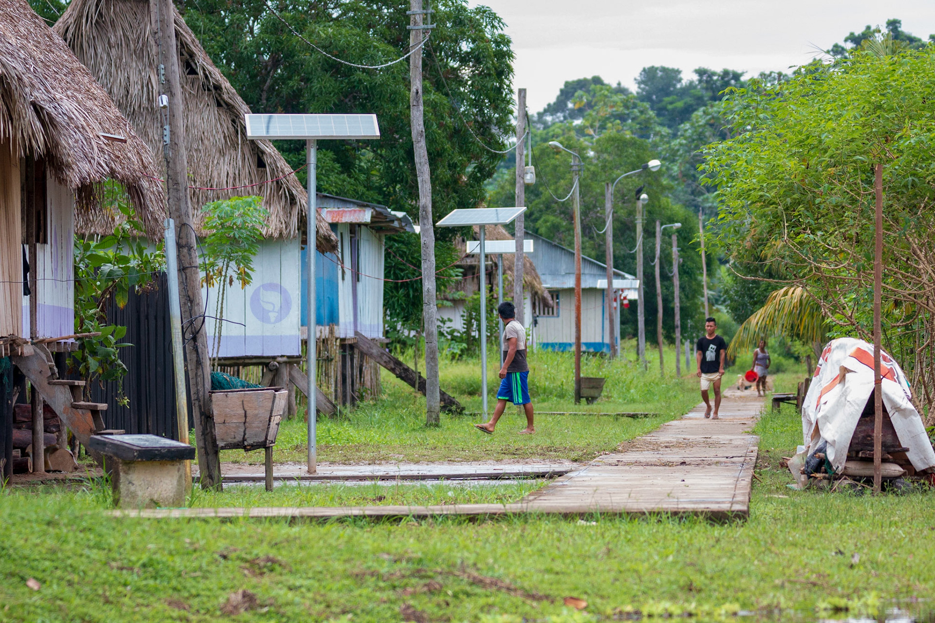 Solar panals and thatched roofs