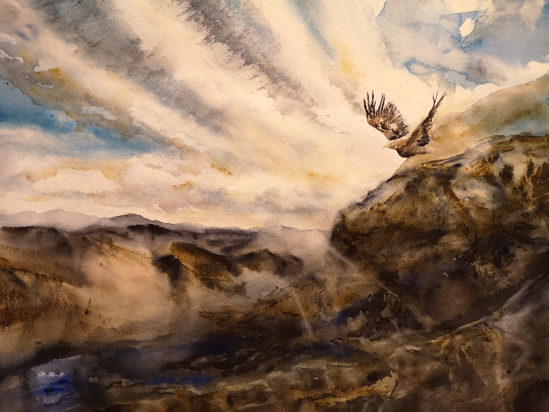 Watercolor with an eagle