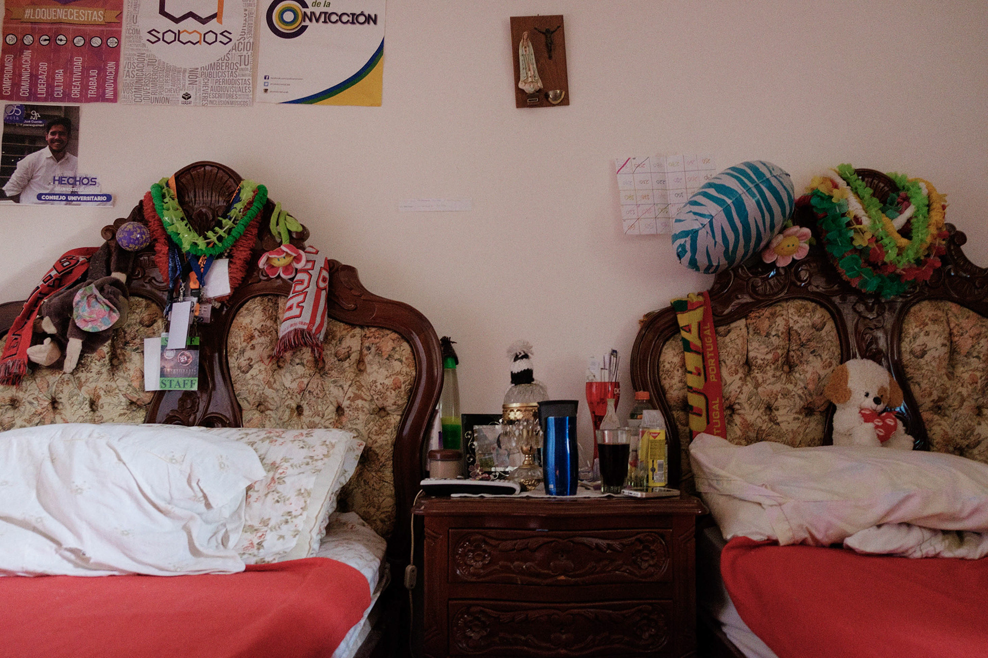 Room of Verónica Goncalves. 30, left to England after spending a vacation in Europe and seeing how life outside the country was. Her sister Joscelyn who shared the room with her remained in Venezuela for some years and now lives in Portugal. Caracas, Venezuela, 2017