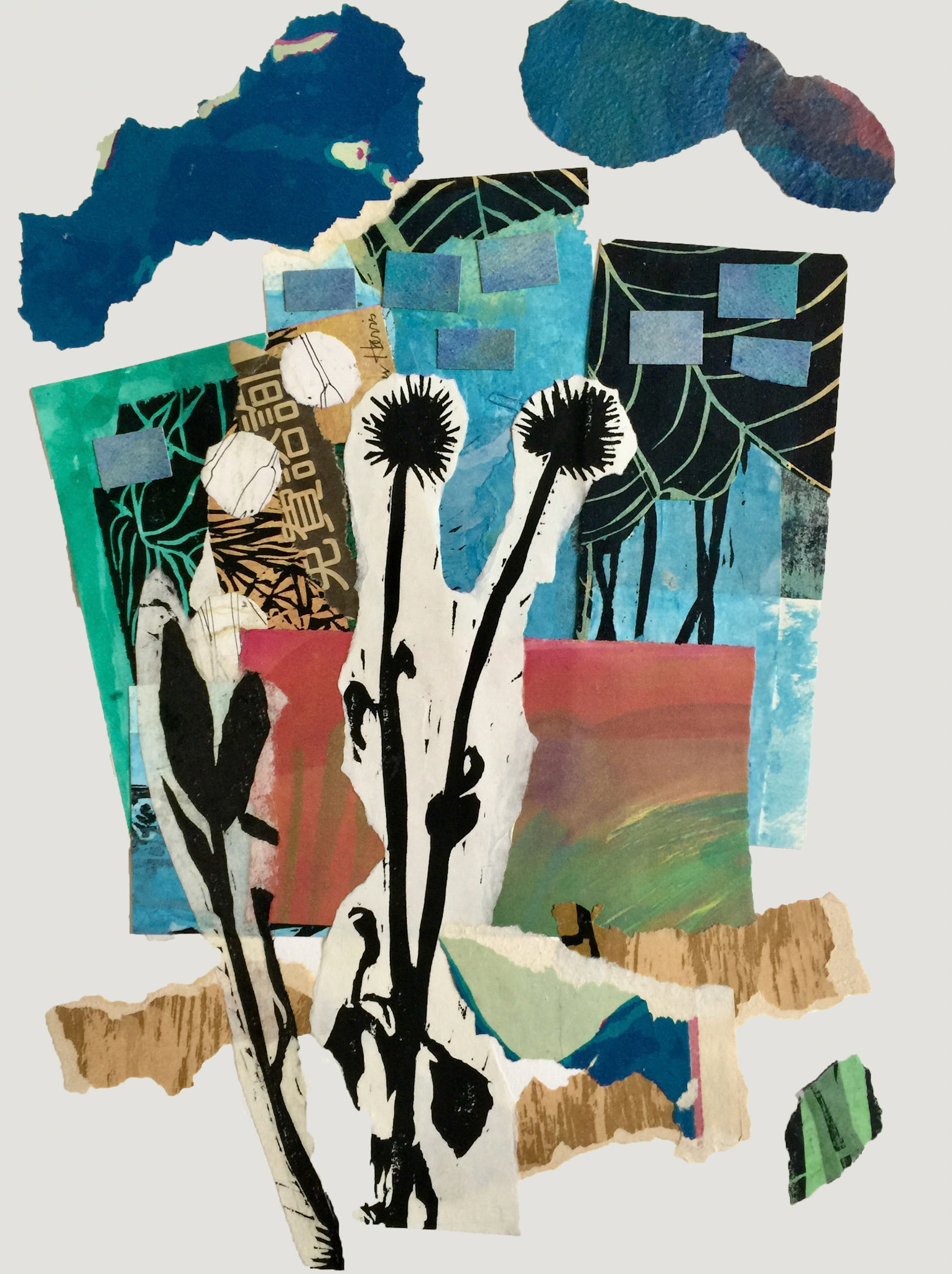 Bay Ridge: View from my Kitchen, 14"x11", collage of recycled original artwork