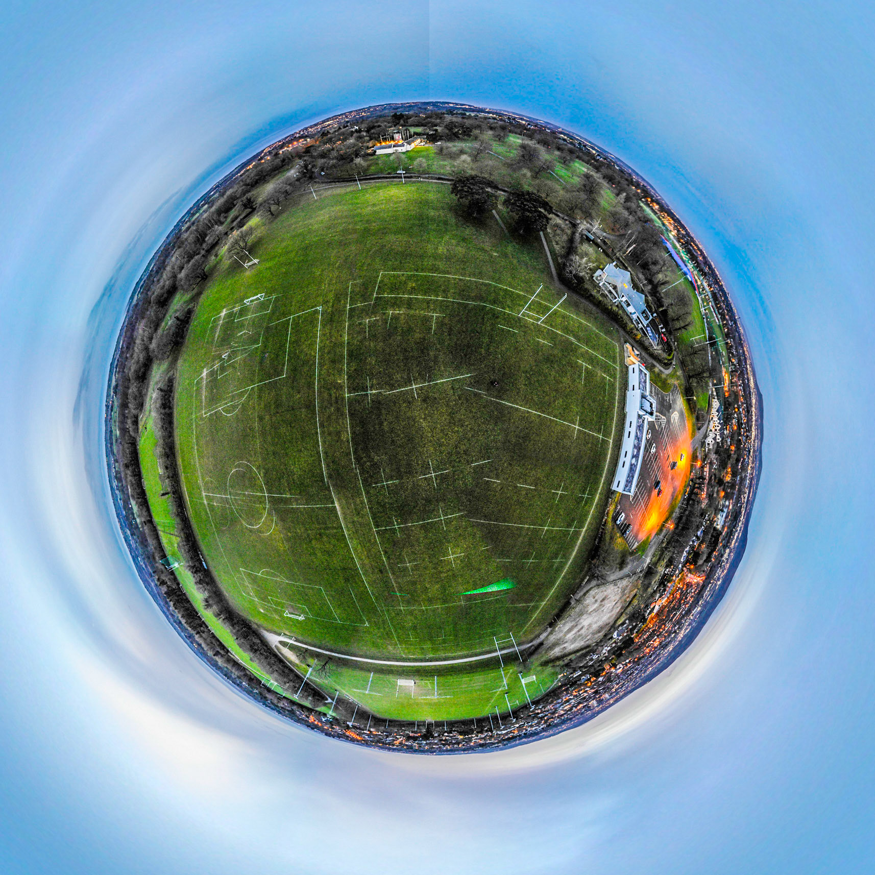 Astroid shot of Queens whilst out for a walk.