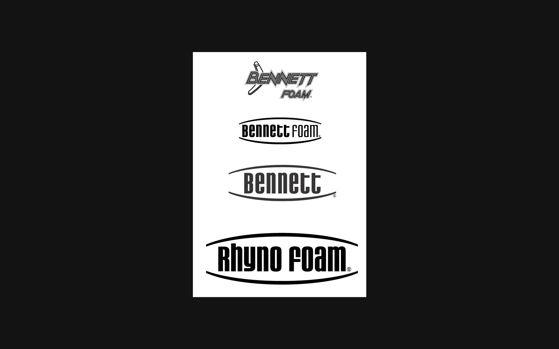 evolução da marca Bennett Foam > BENNETT > Rhyno Foam > RHYNO