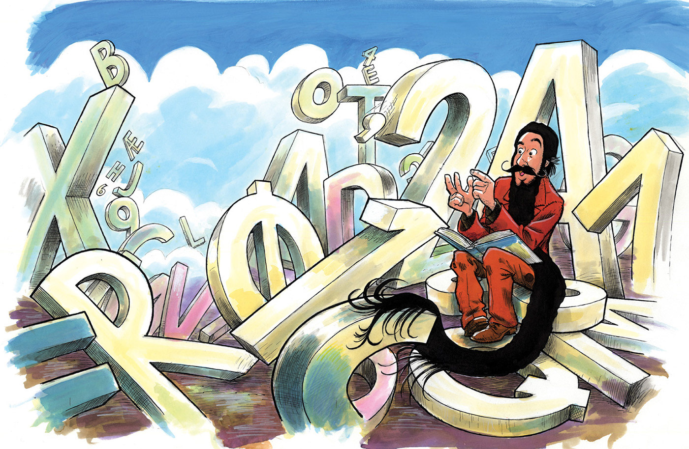 Hr. Skæg, Mr. Beard, illustration, tegning, drawing, børnebøger, books, publishing, bogudgivelser, pen, tusch, ink, water color, Miwer, DR, TV,
