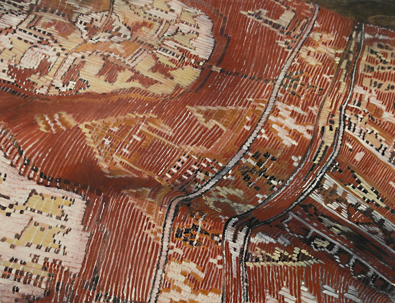 Ja seurasimme reittejä, 2019, egg tempera on plywood, 56 x 74 cm