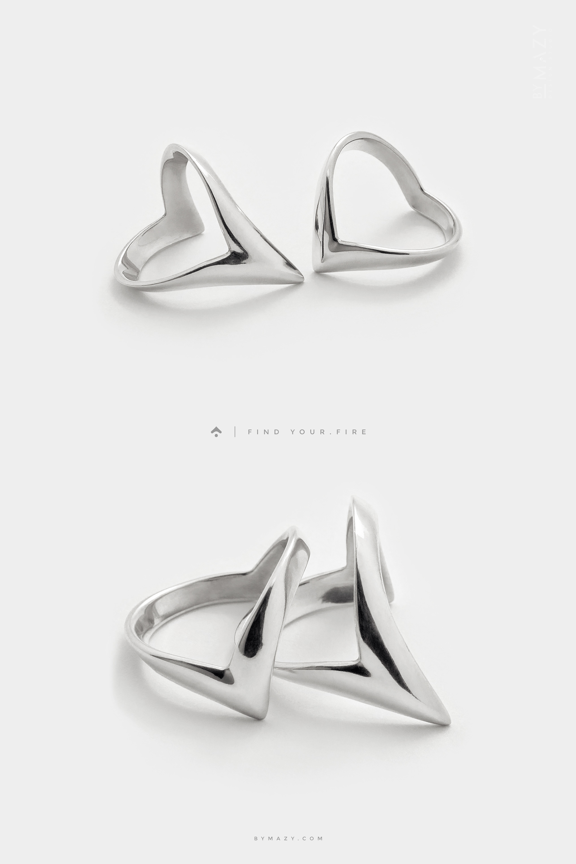 chevron ring set, stackable rings, stacking ring set, sterling silver