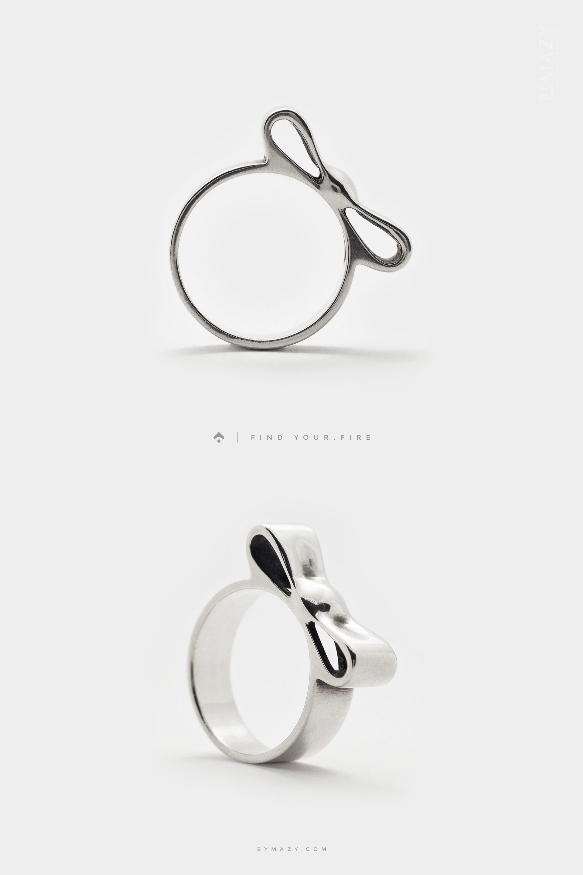 Ribbon Bow Ring, sterling silver band, wedding ring, unique minimalist jewelry