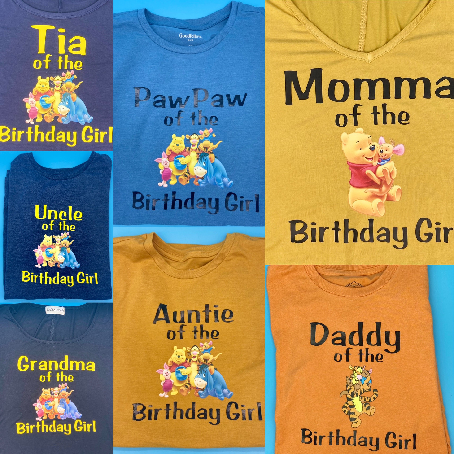 Family of Birthday Girl Shirts - Winnie the Pooh Themed Party
