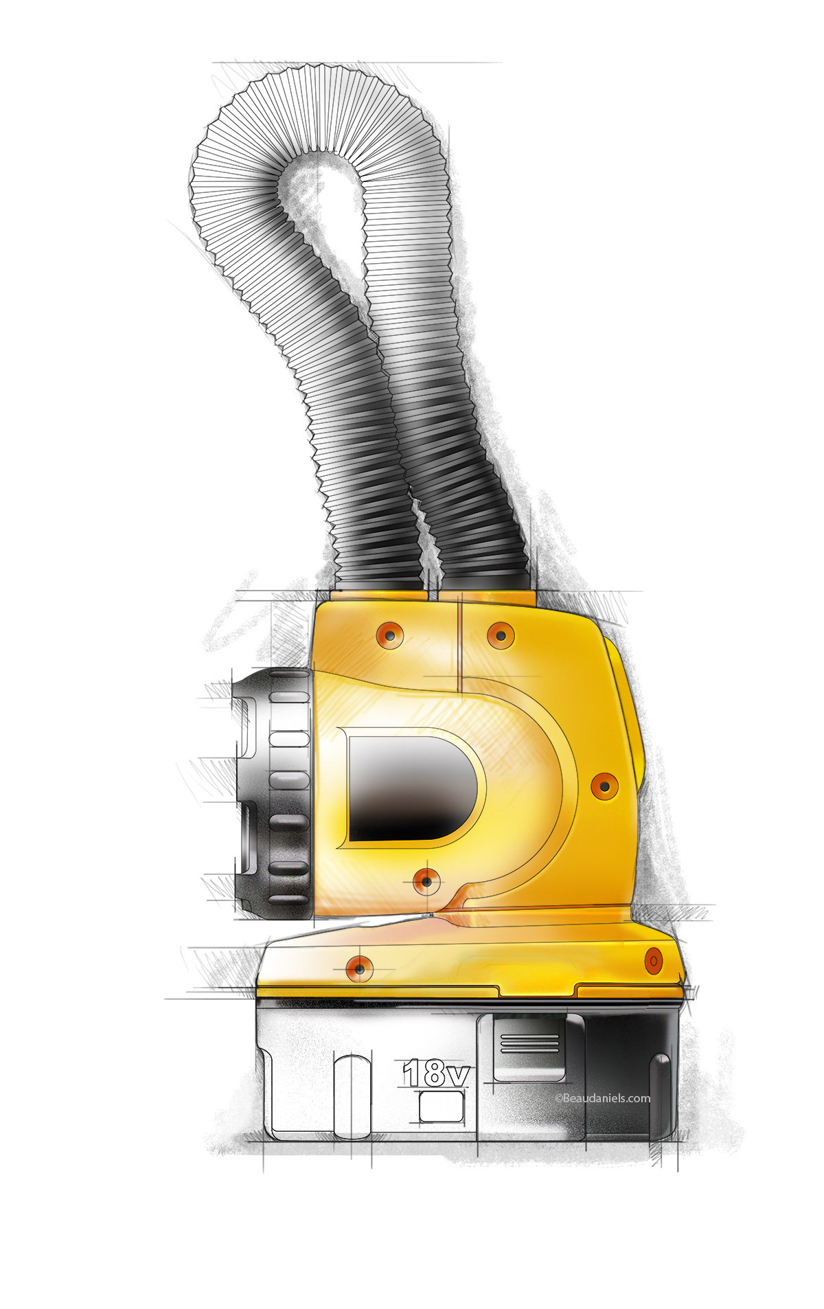 Cordless worklight technical drawing