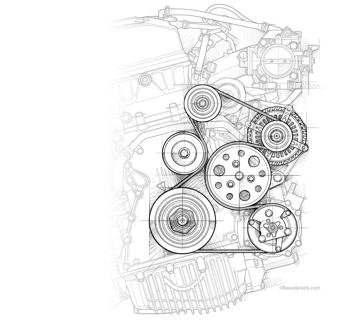 Serpentine belt system.