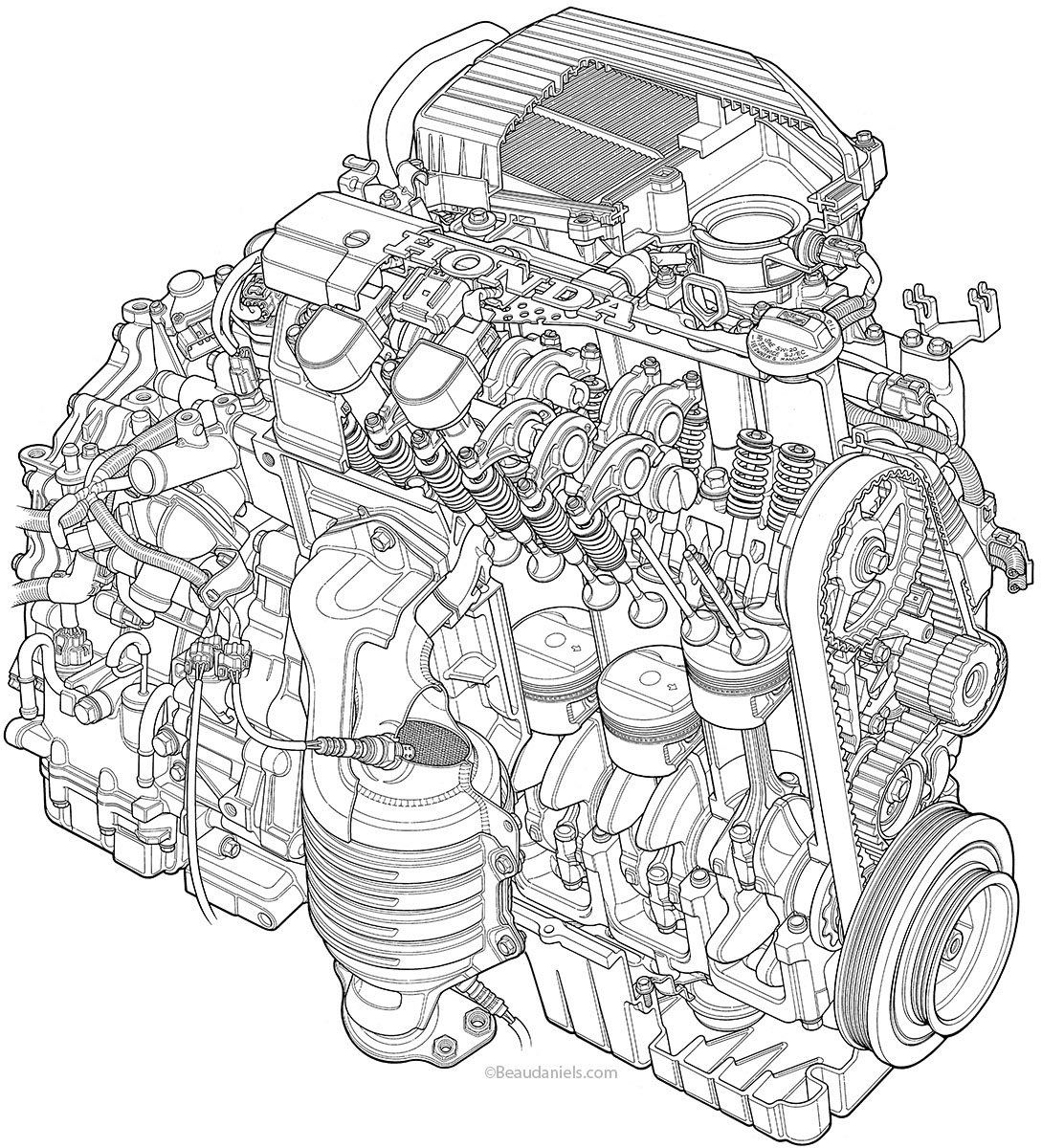Line art for the Honda GX engine.