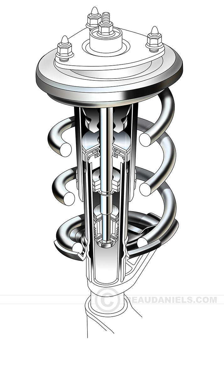 Cutaway suspension strut
