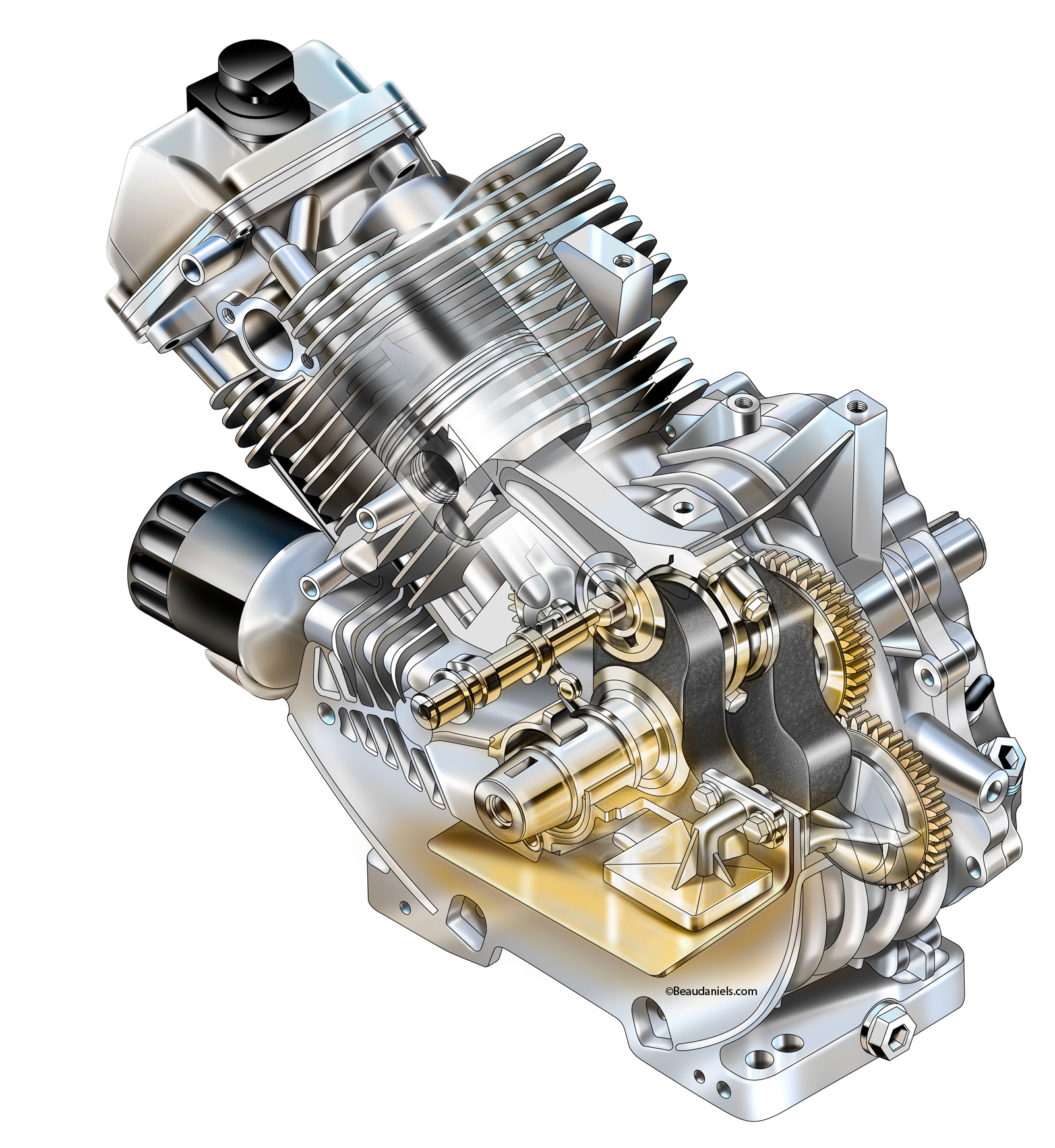 A cutaway illustration of the engine that EZ GO use.