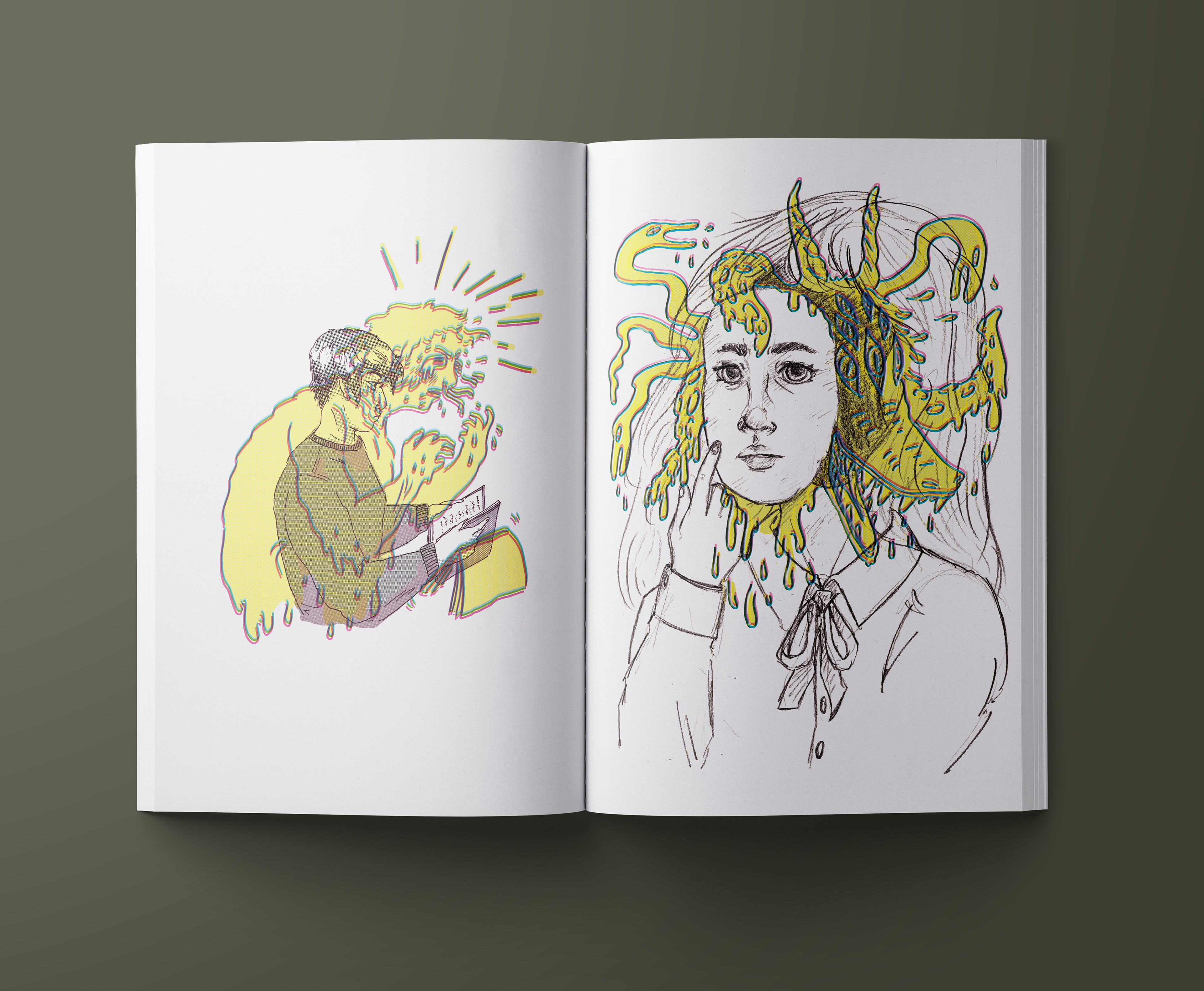 two illustrations by beau parsons in a magazine-style mockup image.
